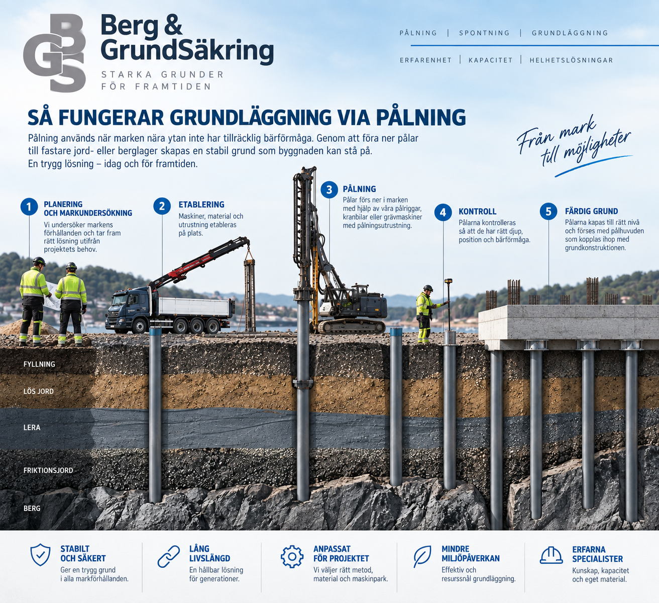 Så fungerar grundläggning via pålning