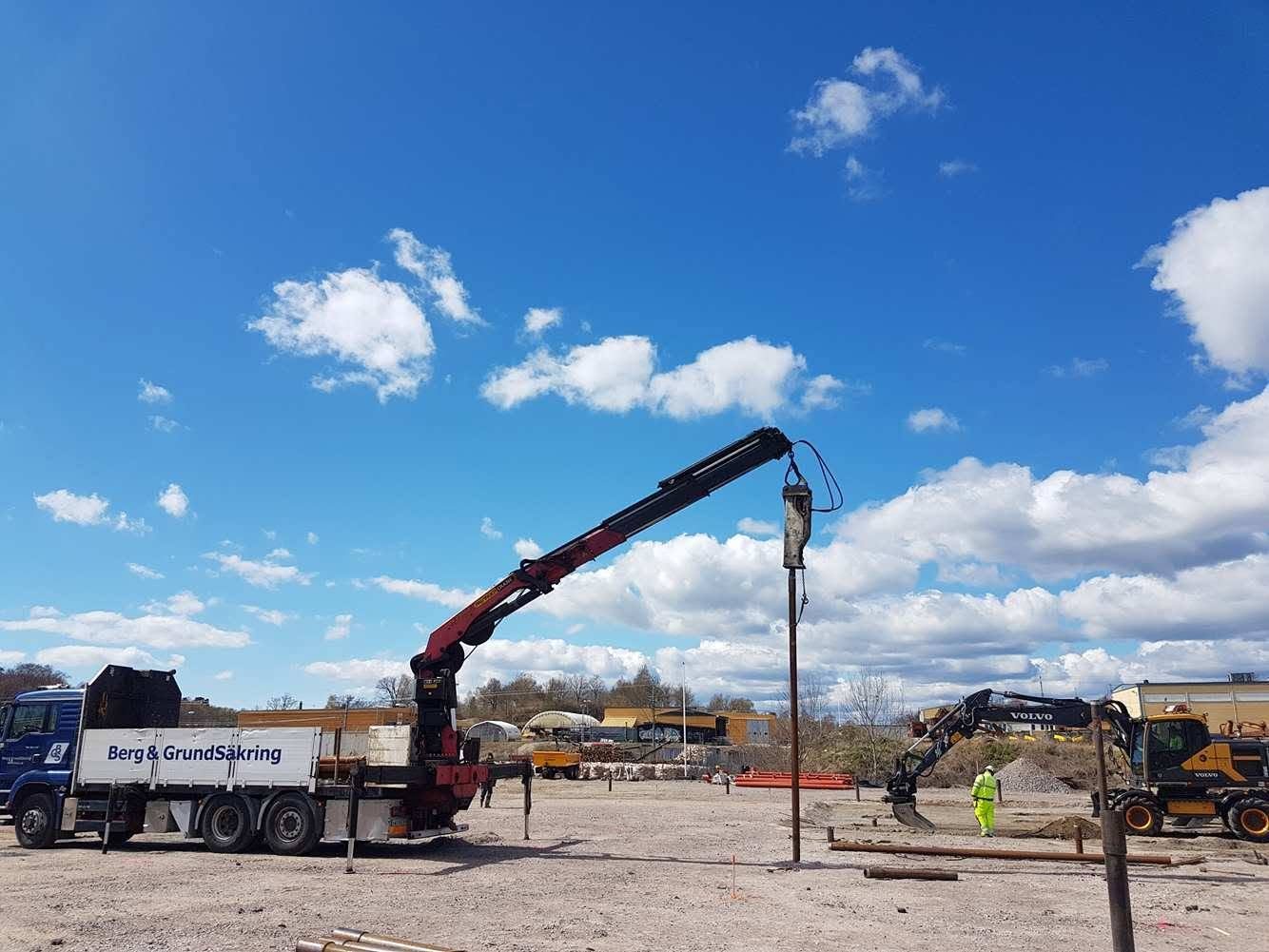 Exempel på slagna stålrörspålar